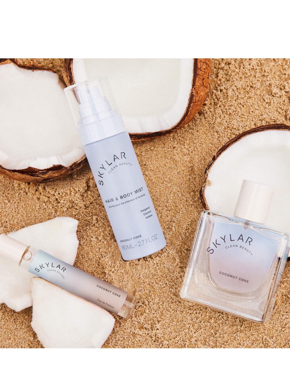 Skylar Coconut Cove Hair & Body Mist Light Blue bottle vegan clean travel beach - Picture 2 of 6